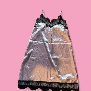 Elegant Black and Pink Lace Chemise